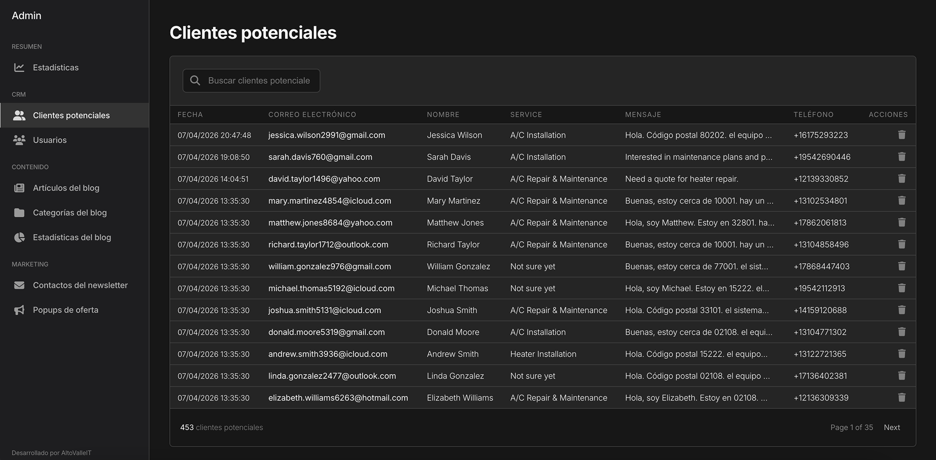 Captura de pantalla de vista previa del sitio